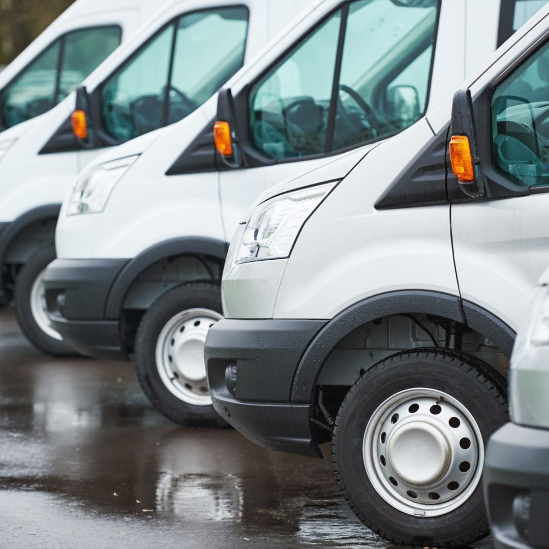 front of fleet vehicles