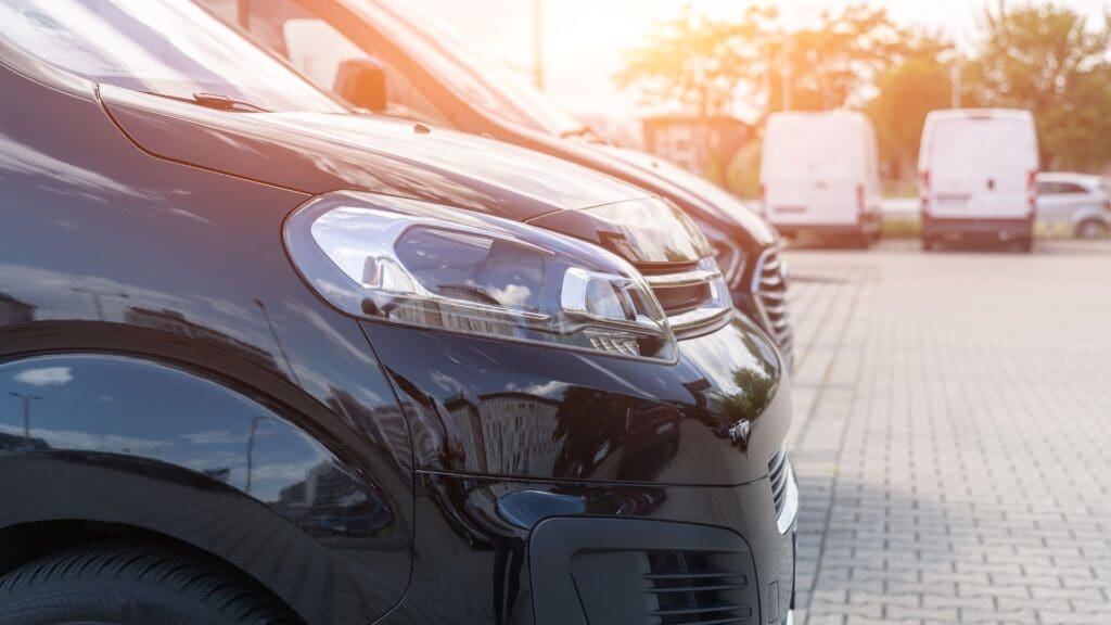 front of fleet vehicles