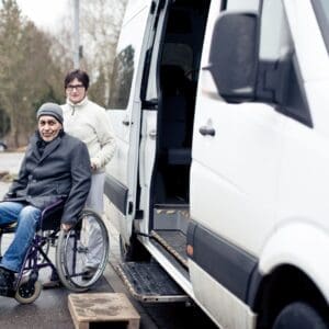 A wheelchair-accessible van