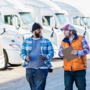 two men talking about fleet leasing