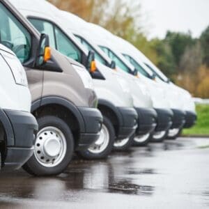 A fleet of vans