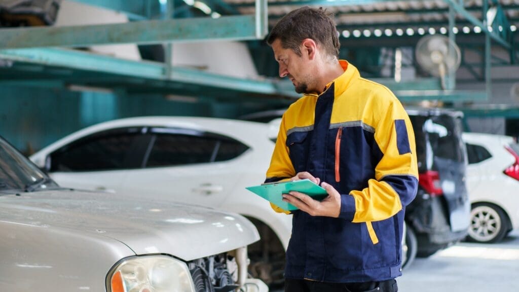 Person with clipboard looking at fleet